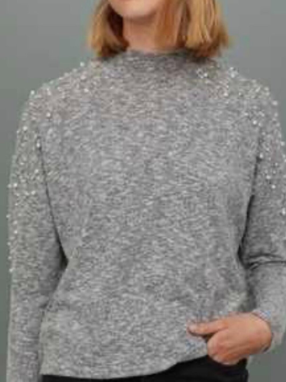 H&M Grey Pearl High Neck Sweater size XS